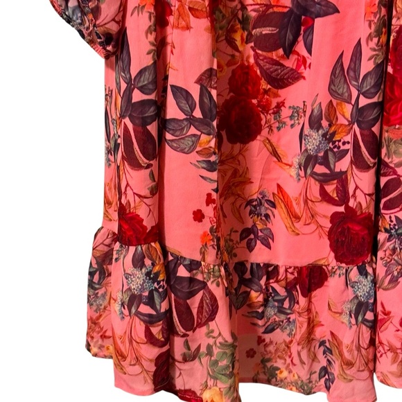 Torrid Plus Size 4 Pink Floral Tiered Chiffon Mini Dress – NWOT - Picture 6 of 10